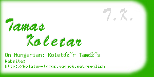 tamas koletar business card